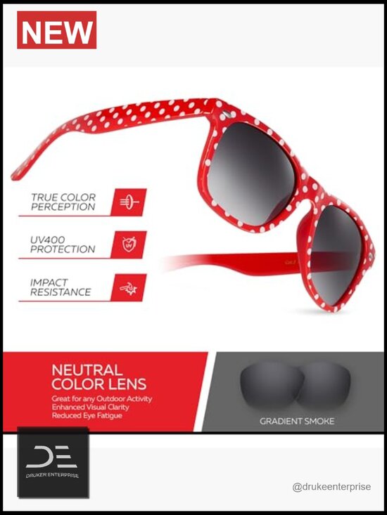 Vintage Polka Dot Wayfarer Sunglasses UV400 Non-Polarized Gradient Lens